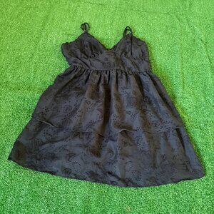 Wild Fable Black Tiered Fit & Flare Ajustable Spaghetti Straps Mini Dress Size M